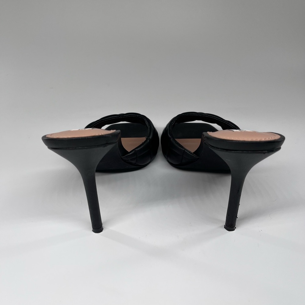 Steve Madden Signify Black Quilted Stiletto Slide Mule Square Toe Heels 9.5 - Picture 6 of 9